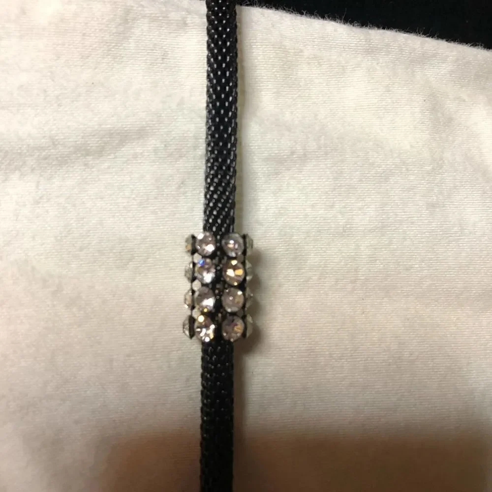 2/$20 Gunmetal necklace with jewel diamante diamond rhinestone accents